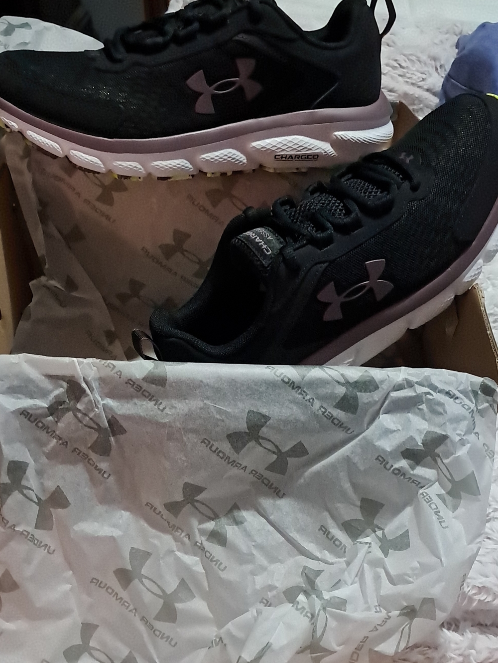 Under Armour Women’s Black and Light Pink Athletic Sneakers